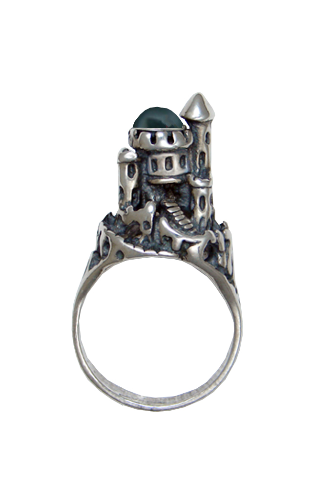 Sterling Silver Castle of Dreams Ring With Bloodstone Size 6